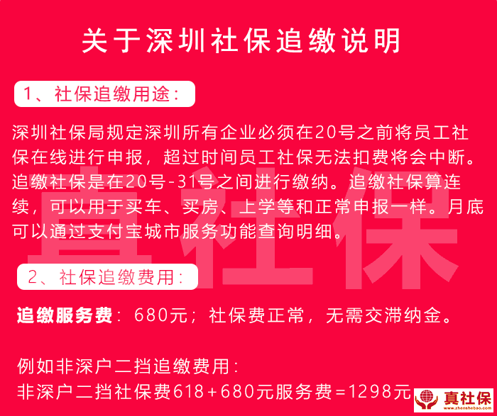 深圳社保追繳用途及費用